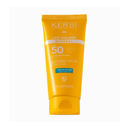 Lait solaire minéral SPF 50 – Parfum Monoï