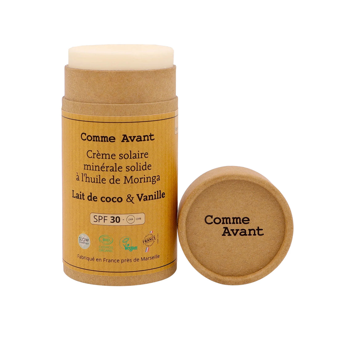 Crème Solaire Minérale Solide SPF30 - Lait de Coco &amp; Vanille