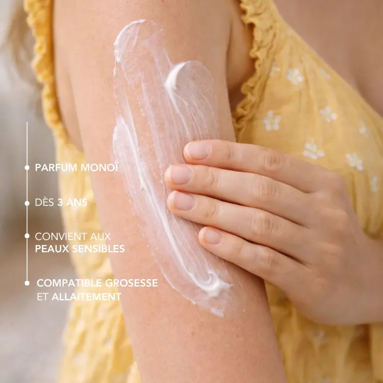 Lait solaire minéral SPF 50 – Parfum Monoï